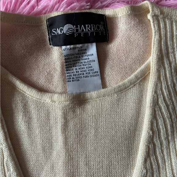Sag Harbor Petite sz Medium cream double layered tunic sweater (see description) - Picture 4 of 7
